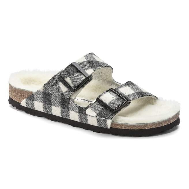 Arizona Shearling Suede Leather-Shearling Plaid White Arizona Shearling Suede Leather-Shearling Plaid White