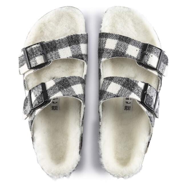 Arizona Shearling Suede Leather-Shearling Plaid White Arizona Shearling Suede Leather-Shearling Plaid White