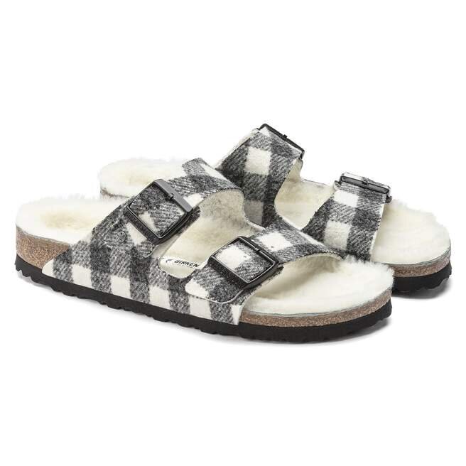 Arizona Shearling Suede Leather-Shearling Plaid White Arizona Shearling Suede Leather-Shearling Plaid White