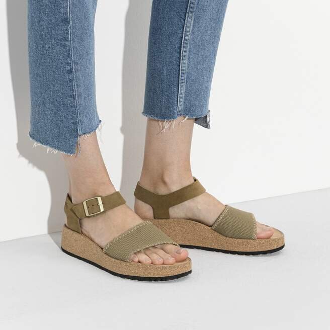 Glenda Suede Leather-Textile Faded Khaki Glenda Suede Leather-Textile Faded Khaki