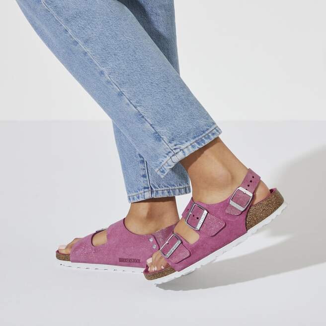 Milano suede i skimrende fuchsia Milano suede i skimrende fuchsia